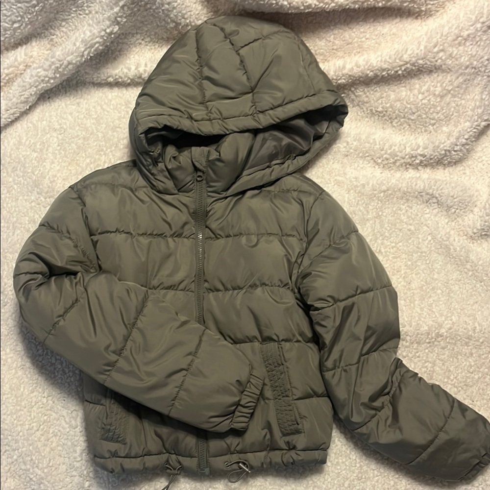 Kids Olive Green Puffer Jacket
